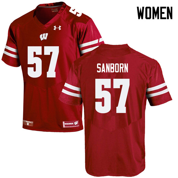 Wisconsin Badgers Women's #57 Jack Sanborn NCAA Under Armour Authentic Red College Stitched Football Jersey SO40F18IS
